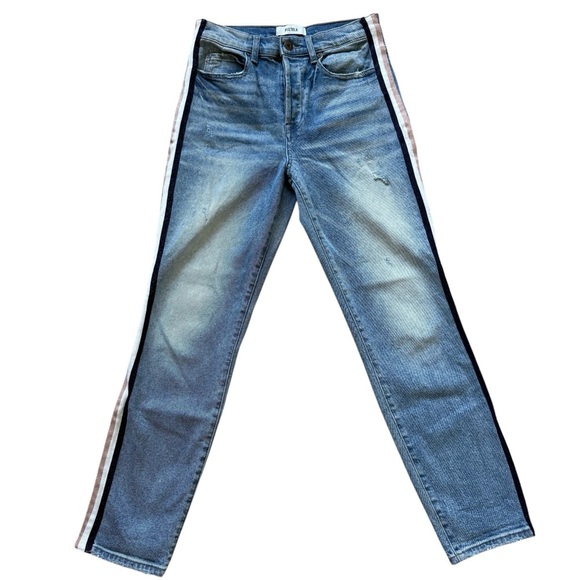 Pistola Nico High Rise Mom Jeans Blue Size 27 Side Stripe Distressed Casual - Picture 1 of 12